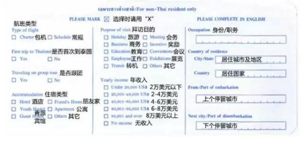 各國出入境卡填寫指南，附中文翻譯！