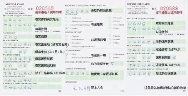 各國出入境卡填寫指南，附中文翻譯！